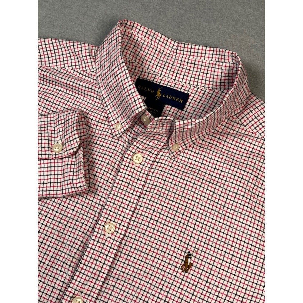 PolRalph Lauren Kid Plaid Button Shirt Med (10-12) Long Sleeve Cotton new